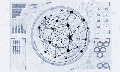 Lines and dots as networking idea drawn on white background