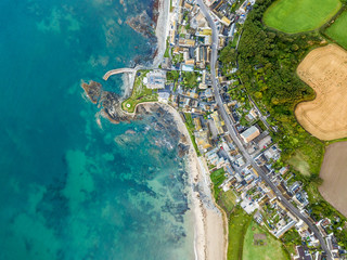 Aerial view of Cornwall seaside