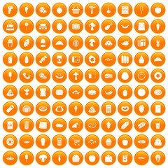 100 food shopping icons set orange