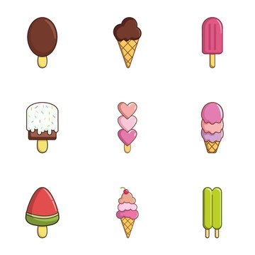 Different ice cream icons set, flat style