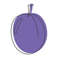 Blue plum in doodle style icons vector illustration for design and web isolated on white