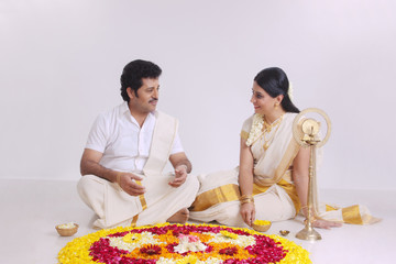 Couple celebrating Onam
