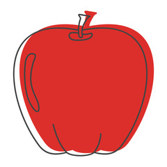 Red apple in doodle style icons vector illustration for design and web isolated on white