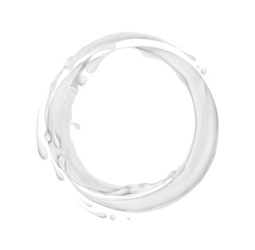 Splashes of milk in a circular motion, isolated on white background