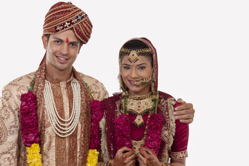 Portrait of a Gujarati bride and groom 