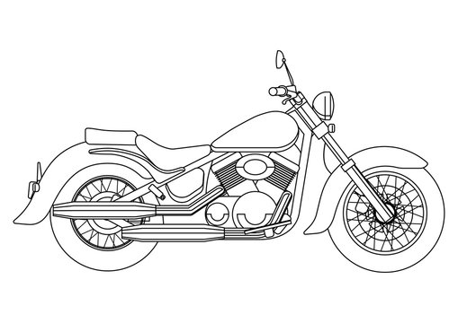 Hand draw style of a vector new motorcycle illustration for coloring book