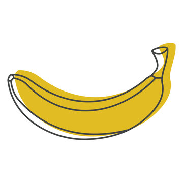 Yellow banana in doodle style icons vector illustration for design and web isolated on white