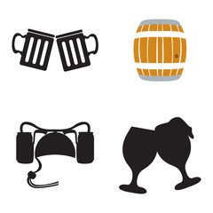 Set of beer icons on a white background, Vector illustration