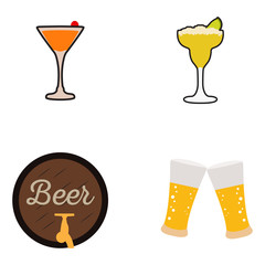 Set of beer icons on a white background, Vector illustration