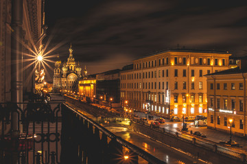 Fototapeta na wymiar Saint Petersburg's night from balcony
