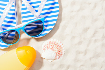 Beach items on sand