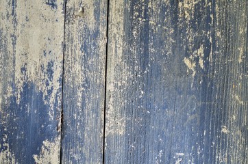 Old patina blue/white wooden board. Place for text. Abstract background.