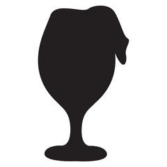 Isolated silhouette of a beer glass with foam, Vector illustration
