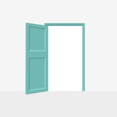 Open door isolated on a white background. Vector illustration flat style design.