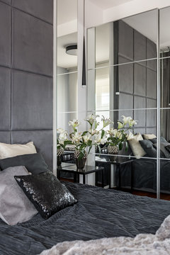 Luxurious bedroom with mirror