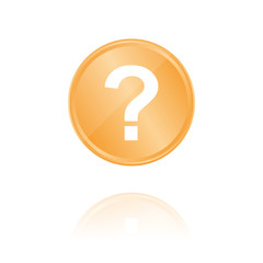 Frage Symbol Bronze Münze mit Reflektion