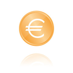 Euro Bronze Münze mit Reflektion