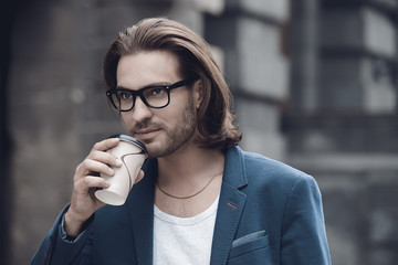 male drinks coffee © Andrey Kiselev