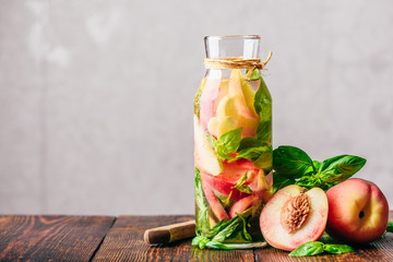 Infused Water with Peach and Basil.