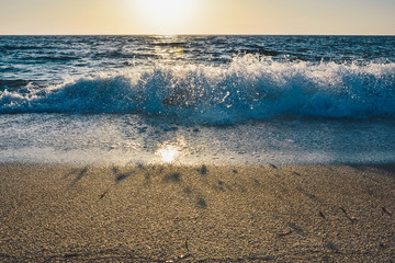 Sea waves in Sardinia beach. Italy