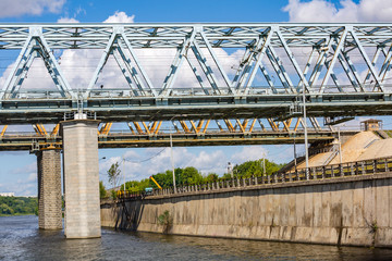 Transport bridge across the widest river in the Russian capital, Moscow

