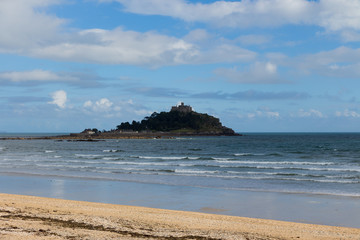 Marazion in Cornwall beach view in the summertime