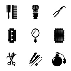 Hairdressing icons set, simple style