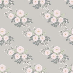Seamless folk pattern in small wild flowers. Country style millefleurs. Floral meadow background for textile, wallpaper, pattern fills, covers, surface, print, gift wrap, scrapbooking, decoupage.