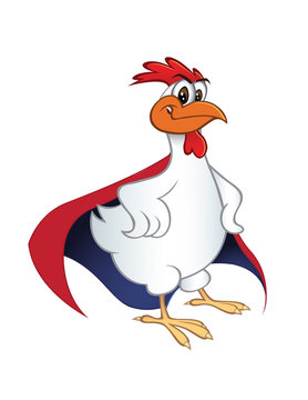 Cartoon vector illustration of a chicken superhero