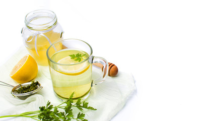 Parsley tea with lemon and honey