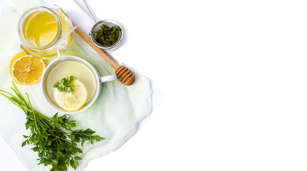 Parsley tea with lemon and honey