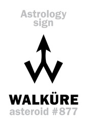 Obraz premium Astrology Alphabet: WALKÜRE (Valkyrie), asteroid #877. Hieroglyphics character sign (single symbol).