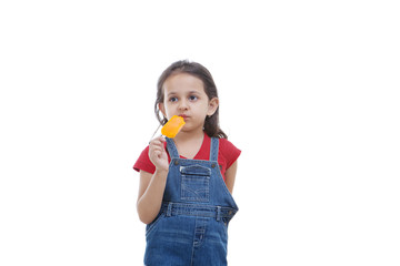 Cute girl holding flavored ice 