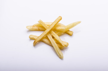 French fries on white background