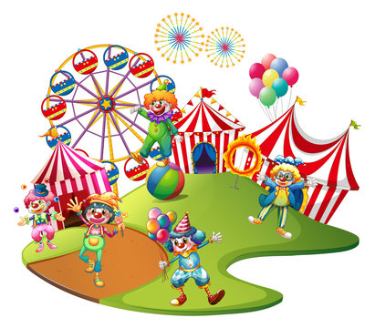 Clowns performing in the circus