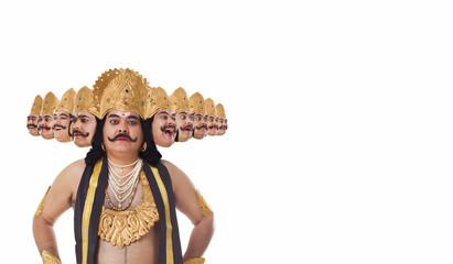 Portrait of a man dressed as Raavan 