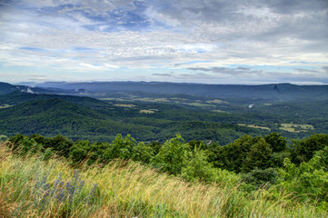 Fototapeta na wymiar View from the Shenandoah Parkway wheat and river