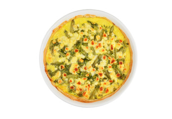 Pie with cheese, asparagus and herbs