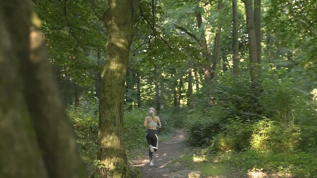 Woman Running on Woods Road