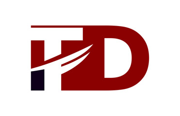 TD Red Negative Space Square Swoosh Letter Logo
