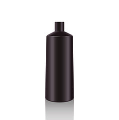 Cosmetic Bottles. Realistic Black Bottle For Essential Oil And Tube Or Container For Cream, Ointment, Lotion. Mock Upset. Cosmetic Vial, Flask, Dropper-Bottle, Shampoo. Vector Illustration.