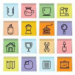 web icons in sticky note paper