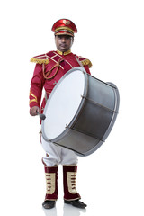 Naklejka premium Portrait of a bandmaster with a drum