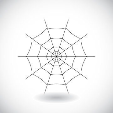 Glowing spider web on a white background. Vector illustration