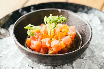 Raw and fresh tuna tartare