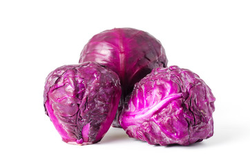 Purple cabbage isolated on white background,Vegetables for cooking