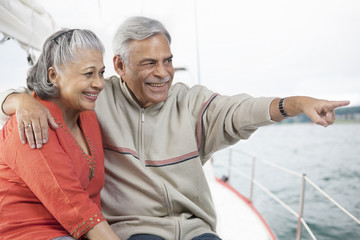 Old couple looking at something 