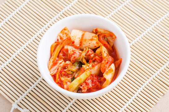 Kimchi cabbage (Korean food) in a bowl ready to eating