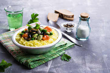 Yellow rice with vegetables