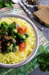 Yellow rice with vegetables